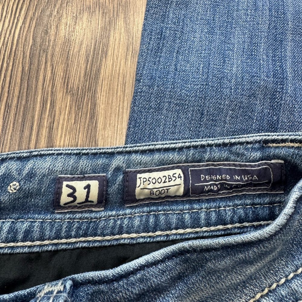 Miss Me Blue Straight Leg Jeans with Black Embellishments - Picture 4 of 4